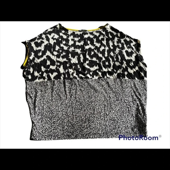Zara Animal Print Colorblock Oversized Top Sz S - Picture 1 of 6